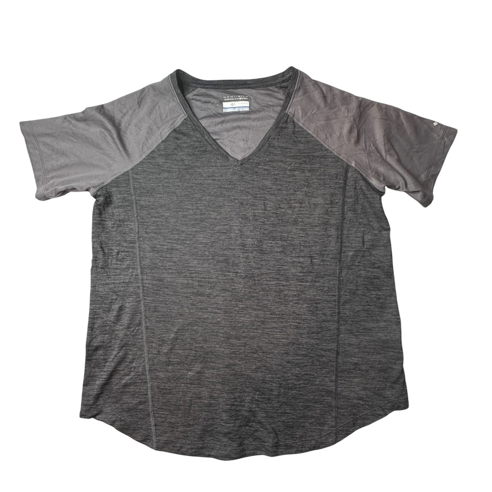 Columbia T-Shirt Womens L Gray Omni-Wick Space Dye V-Neck Activewear AK2671